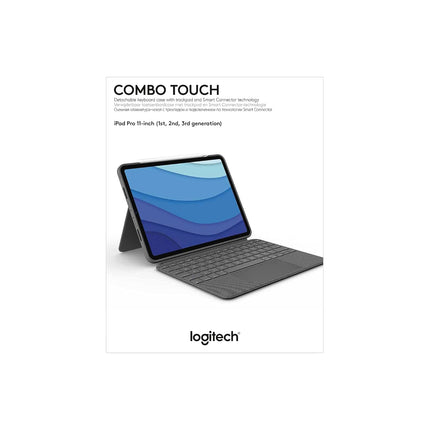 Logitech Combo Touch iPad Pro 11-inch (1st, 2nd, 3rd, 4th gen - 2018, 2020, 2021, 2022) Keyboard Case - Detachable Backlit Keyboard, Click-Anywhere Trackpad - QWERTY Smart Connector, Grey, Medium