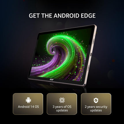 Acer Iconia Tab iM10-22 | 10.36" 2K IPS Display, Quad Speakers, 8GB RAM + 256GB Storage, 16MP Rear + 8MP Front Camera, Fingerprint Reader, Wi-Fi + 4G LTE(Calling), Android 14, Slim Metal Body, Gold