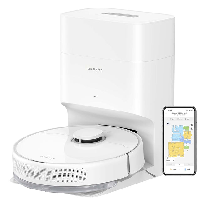 DREAME D10 Plus Gen 2 Robot Vacuum Cleaner with Automatic Dust Emptying, Stores up to 90 Days of Dust, LiDAR Navigation, 6000 Pa Suction Power for Carpets and Pet Hair, 285-Minute Battery, White