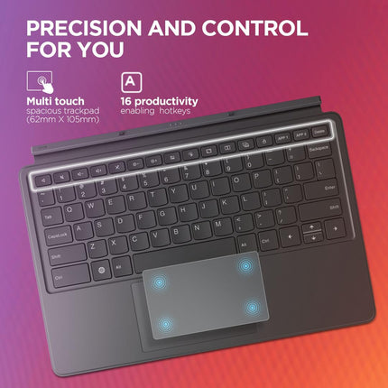 Lenovo Original Ideatab Pro Keyboard| Detachable 3-Point Pogo-Pin Connectors| Wireless Keyboard with Touchpad (Ultra Thin,Productivity Enabling Hot Keys,16 Intuitive Function Keys,ZG38C06035),Black
