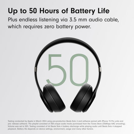 Beats Solo 4 – Wireless Bluetooth Over Ear Ultralight Headphones, Up to 50H of Battery Life, 10 min Fast Charge for 5H Battery, Mic w/Voice Assist, 3.5 mm, Apple & Android Compatible
