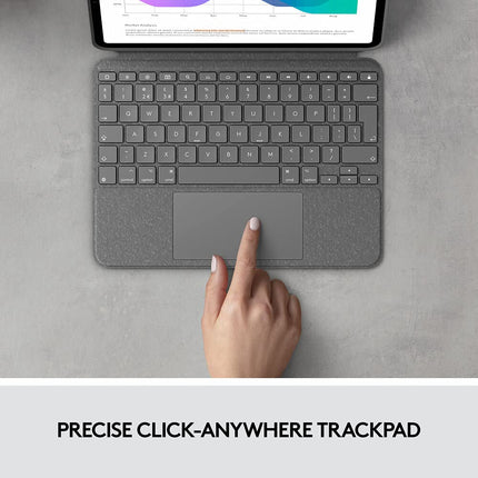 Logitech Combo Touch iPad Pro 11-inch (1st, 2nd, 3rd, 4th gen - 2018, 2020, 2021, 2022) Keyboard Case - Detachable Backlit Keyboard, Click-Anywhere Trackpad - QWERTY Smart Connector, Grey, Medium