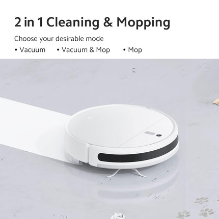 Xiaomi Robot Vacuum-Mop 2i, 2200 Pa Powerful Suction, 450 mL Large-Capacity Dustbin, Electronically-Controlled 270 mL Water Tank, Controls remotely via app, Alexa/GA Enabled, White
