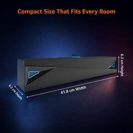 amazon basics X20R 20W Bluetooth Soundbar with 2000mAh Battery | 2X Bass | Up to 9hrs of Playback | Bluetooth 5.3, Aux in, USB, Micro TF Card Connectivity (Blue)