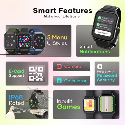 Wings Prime Smartwatch with 1.96" HD IPS Display and 60Hz Refresh Rate, Digital Smartwatch with Single Chip BT Calling, Upto 7 Days of Battery