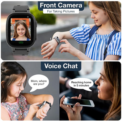 sekyo S1 Kids Smartwatch for Boys & Girls, Calling Smart Watch for Kids with Location Tracker, Camera, SOS & Safe Zone Alert, Family Chat, App Control, Airtel & Vi Micro SIM Support only -Black