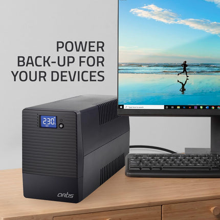 Artis 600VA LCD Touchscreen UPS for Personal Computers, Desktop PCs, Laptops, Routers, Networking Devices and Gaming Consoles - Unboxify