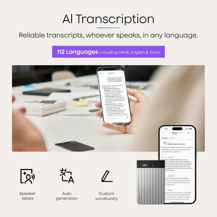 Plaud Note Pro AI Voice Recorder, AI Note Taker for in-Person/Online Meetings and Calls, Smart Transcription & Summarization, Clear Audio, Ultra-Slim Design, Secure Data, Case Included, Silver