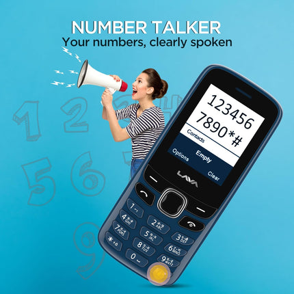 Lava A1 Vibe (2025) Dual SIM Keypad Phone with 2'' Big Display | Long-Lasting AI Battery | Vibration Alert | FM Radio & MP3 Player | Military-Grade Durability – Blue