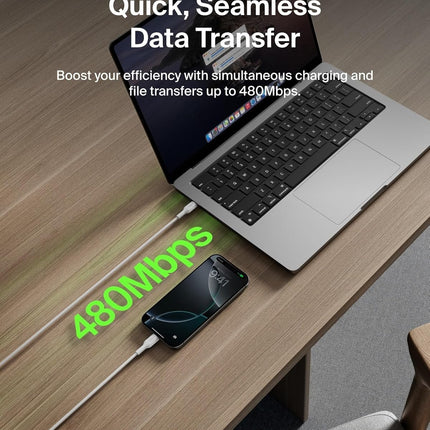 Belkin Apple Certified USB-C to USB-C Cable 2M, 60W - Soft, Flexible Fast Charging Cable, Type C Charging Cable for iPhone 17, Air, Pro, Pro Max, Galaxy S25, Pixel 9, MacBook, iPad Pro | White