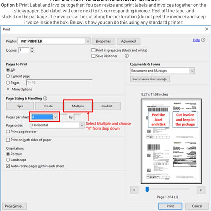 Securement Easyship Sticky Labels Matt (A4 Size Sheet with 4 Pre-Cut Labels Per Sheet) - to Print Easyship Order - Suitable for Any Printers (1000 Sheets)