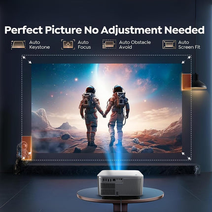 WZATCO Legend Optimus, Netflix Certified, Smart Home Projector 4k Ultra HD, Native 1080P Fully Automatic, 2000 ANSI, HDMI ARC, WiFi 6 & BT, Screen Mirroring, Portable Room Cinema, Black