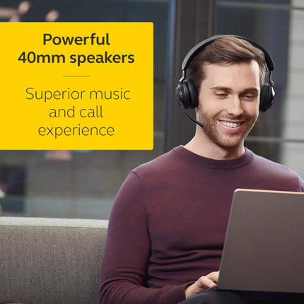 Jabra Evolve2 65 MS Link 390/380C Wireless PC Headset – Noise Cancelling Microsoft Teams Certified Stereo Headphones with Long-Lasting Battery – USB-C Bluetooth Adapter – Black - Unboxify