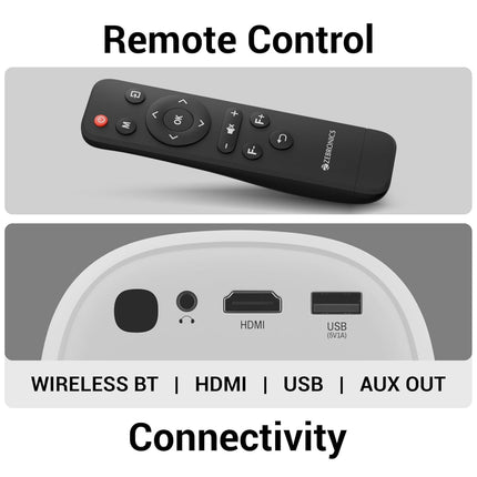 ZEBRONICS New Launch PIXAPLAY 53, Smart Vertical Projector, 3500 Lumens, 4K Support, 120 Inch Screen Size, Auto Focus, Auto Keystone, Bluetooth, HDMI, USB, WiFi, 1080p Support, APP Support, Miracast