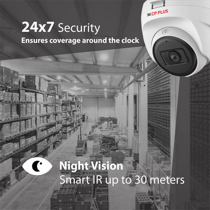 CP PLUS 5MP Dome CCTV Camera | 3.6mm Lens | 30M Smart IR Night Vision | Built-in Mic | DWDR | 2D DNR | BLC | Analog 4-in-1 Output AHD/TVI/CVI/CVBS | Indoor Surveillance Dome Camera | CP-URC-DC51PL3C