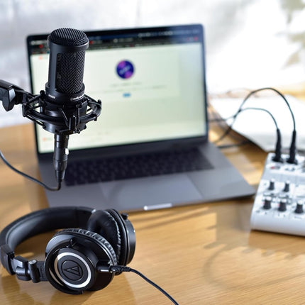 Audio-Technica AT2020 Cardioid Condenser Studio XLR Microphone, Ideal for Project/Home Studio Applications, Black | Project/Home Studio Applications, Black - Unboxify