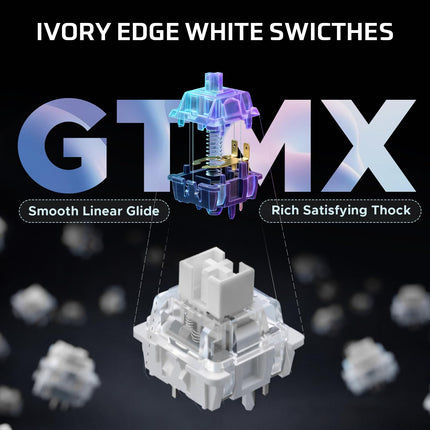EvoFox Ronin X75 Tri-Mode Wireless Mechanical Keyboard| Gasket Mount, 5 Layer Sound Dampening, Hot Swap GTMX White Linear Switches,1000Hz Polling, Programmable, Muliti OS Web Software, Mac Key Caps
