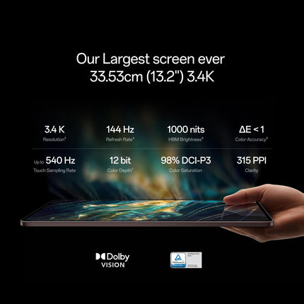 OnePlus Pad 4, Snapdragon® 8 Elite Gen 5 Platform, 33.53cm 13.2" 3.4K Screen, 144Hz Adaptive, 8 Speakers, AI Powered, PC-Level Productivity, 13,380 mAh Battery, 12GB + 512GB, WiFi,Dune Glow