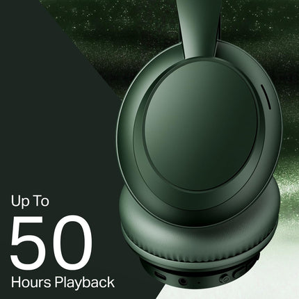 boAt Rockerz 371, 40mm Drivers, 50hrs Battery, 60ms Low Latency, ENx Tech, BT v5.4, Foldable Cups, Voice Assistant, Bluetooth Headphones, Wireless Headphone with Mic (Sage Green)