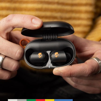 Skullcandy Sesh ANC Active True Wireless Bluetooth Earbuds with 4Mic Active Noise Cancellation,48Hr Battery,IP67 Waterproof Sports Earbuds,Multipoint Pairing,Google Fast Pair,Spotify Tap–Black/Orange