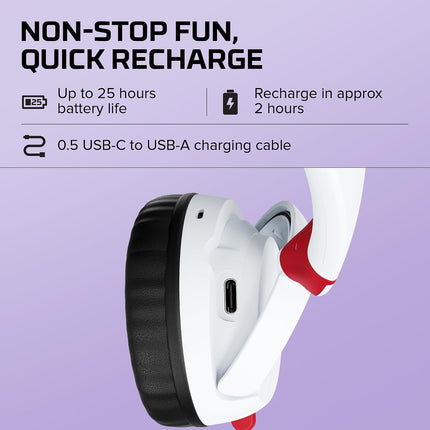 HyperX Cloud Mini – Wireless Headset,Compatible with PC,Chromebook,Nintendo Switch,PlayStation Controllers,Xbox Controllers,Phones, Laptops,Tablets,Volume Below 85dB,Immersive Sound,White