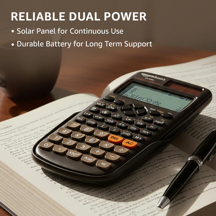 Amazon Basics 991ES Plus Scientific Calculator | 417 Functions | Four-Line Natural Display | Dual Power Solar & Battery | Engineering & Student Calculator | Black - Unboxify