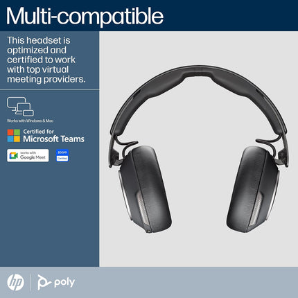 Poly (Plantronics) Voyager Surround 80 UC Teams Certified USB-C Headset + USB-C/A Adapter, Noise-Canceling Mics for Clear Calls + Adaptive ANC, Connect via Bluetooth, Black-Grey, 8G7U1AA