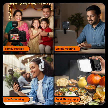 Amazon Basics LED Video Light for Photography, Live Streaming, Makeup & More | 2000 mAh | 3 Color Modes | 360° Rotation | Magnetic Absorption | Camera & Tripod Mountable | Rechargeable Battery
