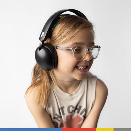 Skullcandy Grom Over-Ear Wireless Headphones for Kids, Volume-Limiting to 85dB + 45Hr Playtime + Rapid Charge Override Function, Adjustable Headband Strap & Collapsible Design- Black