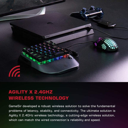 GameSir VX2 AimSwitch Gaming Keypad and Mouse Combo for Nintendo Switch Xbox Series X PS4 Xbox One Game Console, Wireless Controller Adapter with TTC Red Switch Keyboard for PUBG/Fortnite/COD