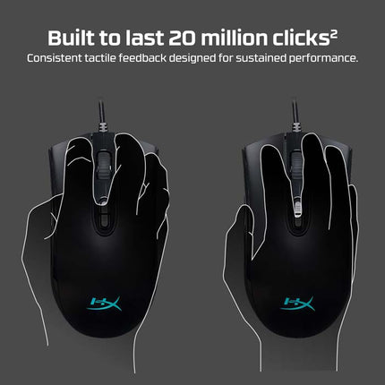 HyperX Pulsefire Core RGB USB Gaming Mouse, Up to 6200 DPI, Pixart 3327 Optical Sensor, 87gm Lightweight, 20Mn Clicks, 7 Programmable Buttons, 1K Hz Polling Rate, 24 Months Warranty - Black [4P4F8AA]