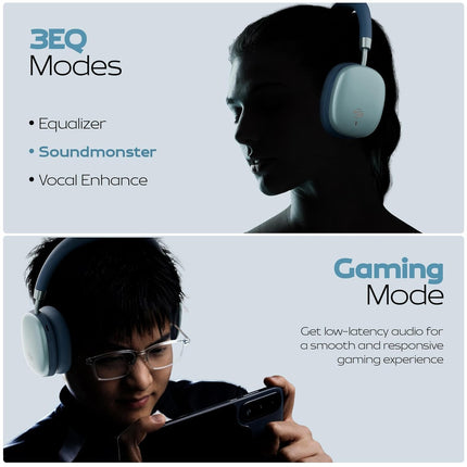 Zebronics Silencio 200T Wireless Headphones, Hybrid ANC 48dB, Upto 100Hrs Playback, 40mm Drivers, Dual Mic ENC, BT v6.0, Gaming Mode, Dual Pairing, Touch Controls, App Support, AUX