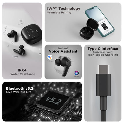 boAt Airdopes 413ANC True Wireless Earbuds with Active Noise Cancellation, 2 Mics ENx Tech, Signature Sound, Touch Gesture, 20 Hours Playback, ASAP Charge & Ambient Mode(Carbon Black)