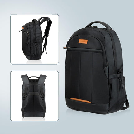 hoi polloi Premium Laptop Backpack for Men and Women, 15.6" Office Laptop Bag with Separate iPad Pocket upto 11", 27.6L Capacity, Water Resistant Polyester (Black, HPXL0002)