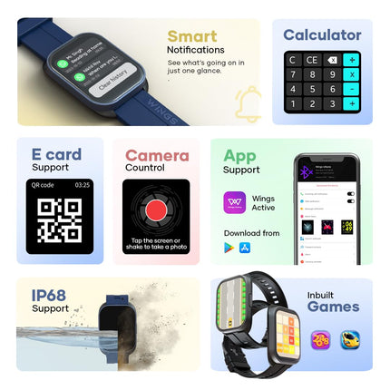 Wings Urbana Smartwatch with 2.01” IPS LCD Screen, Digital smartwatch Android smartwatch with Ai Voice Assistant, IP68 Water & Dust Resistant.