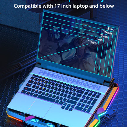 Cosmic Byte Cyclone RGB Laptop Cooling Pad with 5 Fan, Adjustable Speed, USB Hub (Black/Blue)