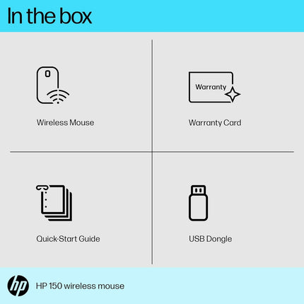 HP 150 Wireless USB Mouse with Ergonomic and ambidextrous Design, 1600 DPI Optical Tracking, 2.4 GHz Wireless connectivity, Dual-Function Scroll Wheel and 12 Month Long Battery Life