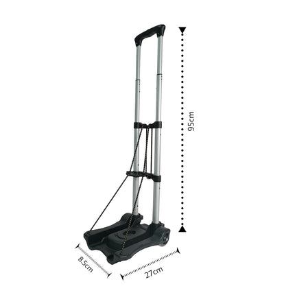 Bigapple Aluminium Alloy, Plastic Portable Platform Hand Trolley, Heavy Duty 2 Wheel Solid Construction Utility Cart Compact and Light Weight with 40kg Loading (Black)