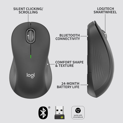 Logitech Signature M550 Wireless Mouse - for Small to Medium Sized Hands, 2-Year Battery, Silent Clicks, Bluetooth, Multi-Device Compatibility