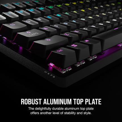 Corsair K70 CORE RGB Mechanical Gaming Keyboard - Pre-Lubricated MLX Red Linear Keyswitches - Sound Dampening - Media Control Dial - iCUE Compatible - QWERTY NA Layout - Black