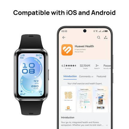 Huawei Band 11 Health & Fitness Tracker, Enhanced Sleep Tracking, All-Day Health Monitoring, Ultra-Slim & Comfort Wear, Compatible with iOS & Android, Smart Watch, Metal (Black) - Unboxify