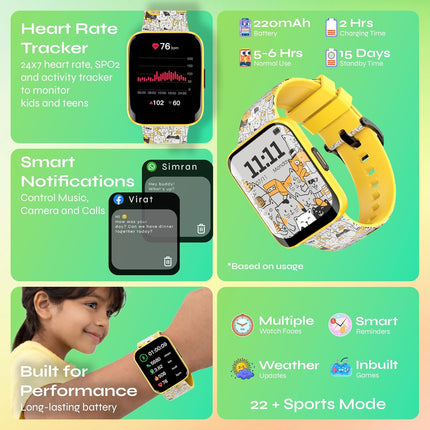 WatchOut Champion Smart Watch for Kids with Habit Builder & Health Tracking | Curved Smartwatch with Waterproof | Activity Tracker for Children | School-Safe Smart Watch for Boys & Girls Ages 3–17