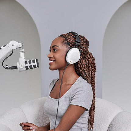 RØDE PodMic Broadcast-quality Dynamic Microphone with Integrated Swing Mount for Podcasting, Streaming, Gaming, and Voice Recording (White)