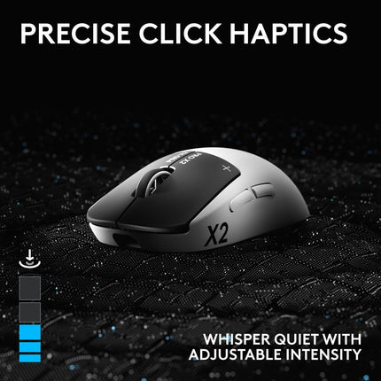 Logitech PRO X2 SUPERSTRIKE Lightspeed Wireless Gaming Mouse with The Fastest Click in the World, Ultra Lightweight (61 g), Customizable Click Haptics, USB-C Charging, for PC/Mac/Laptop - White
