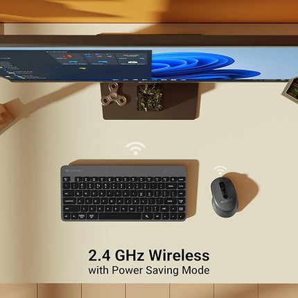 ZEBRONICS Companion 201 2.4GHz Wireless Keyboard & Mouse Combo, 83 Keys, AI Assist Key, 12 Integrated Multimedia Keys, 3 Button Mouse, 1600 DPI, High Precision, Silent Operation (Black + Grey) - Unboxify