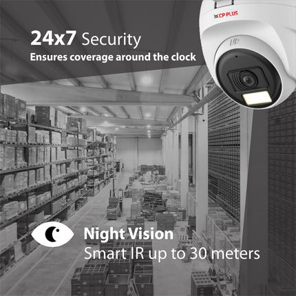 CP PLUS 5MP Dome CCTV Camera | Outdoor Analog Security Camera | Full-Color Night Vision with Smart IR & Warm Light | Built-in Mic | Active Deterrence | 4-in-1 AHD/TVI/CVI/CVBS | CP-URC-DC51PL3C-L-V2