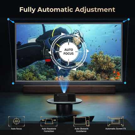 WZATCO Legend Pro Certified Smart Home Projector 4k Ultra HD, Native 1080P Fully Automatic, HDMI, WiFi 6 & BT, DRM L1, Google Assistant | Chromecast | Android TV 11.0, Black