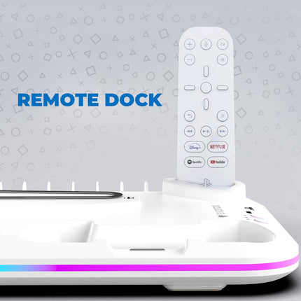 EvoFox Frostdock 5 PS5 Cooling Dock with Dual Controller Charging Station, 3 Speed Fan up to 3900 RPM, 14 Disc Storage, 19 Mode RGB Lighting, USB Port, Vertical Stand for PS5 Digital Disc Slim & Pro