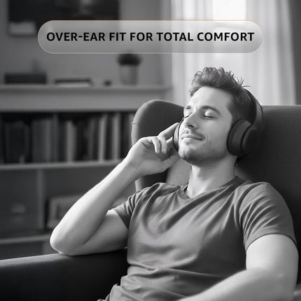 Amazon Basics Wireless Over Ear Headphones, Bluetooth 5.4, 40mm Drivers, 18H Playtime, Foldable Lightweight Design with Aux Support, Deep Bass & Mic, Black - Unboxify
