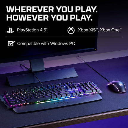 HyperX Alloy Mkw100 Mechanical Gaming Keyboard, Dynamic RGB Lighting, Onboard Memory to Save Lighting Profiles, Dust-Proof Mechanical Switches (4P5E1Aa#Aba), Wired, Black